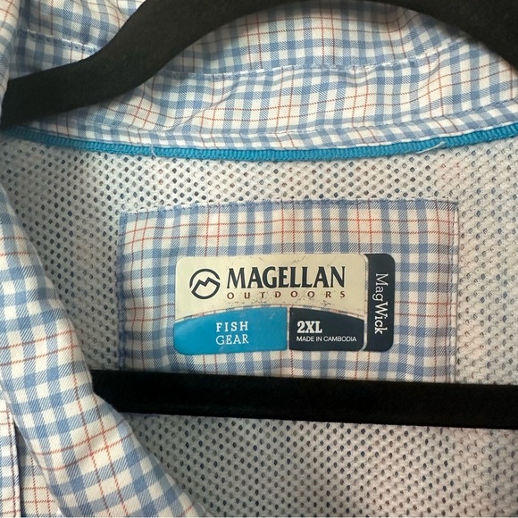 Magellan Men’s MagWick Short Sleeve Fish Gear Button Up Plaid Shirt Sz 2XL GUC - Picture 5 of 10